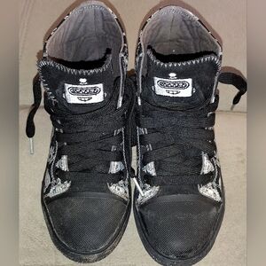 Black High-Top Sneakers with Patterned Accents
